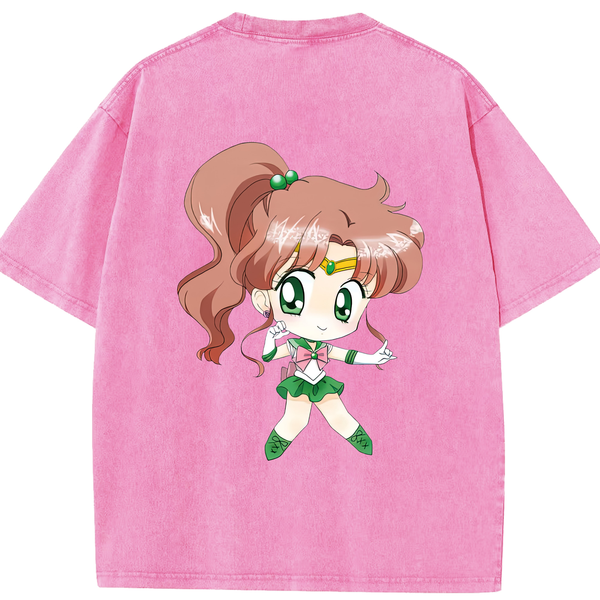 （画像用） 美少女戦士セーラームーン 木野 まこと きの まこと Sailor Moon Kino Makoto （セーラージュピター；Sailor Jupiter） 綿100% ヴィンテージ風 半袖Tシャツ（背面プリント）